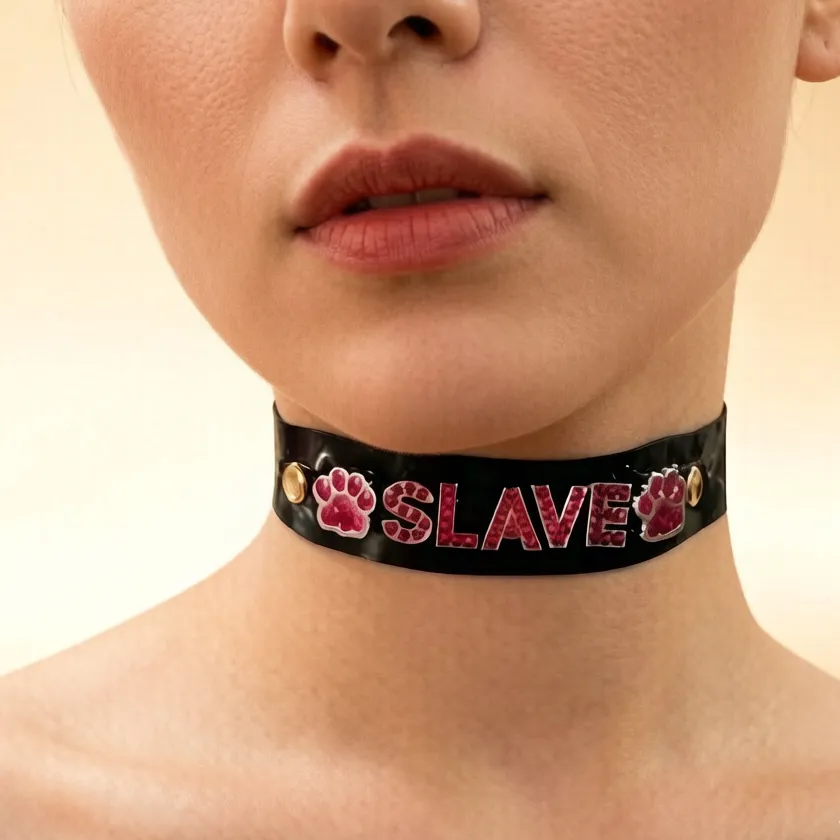 Women's Latex Chocker with Letter — handmade latex, made to measure