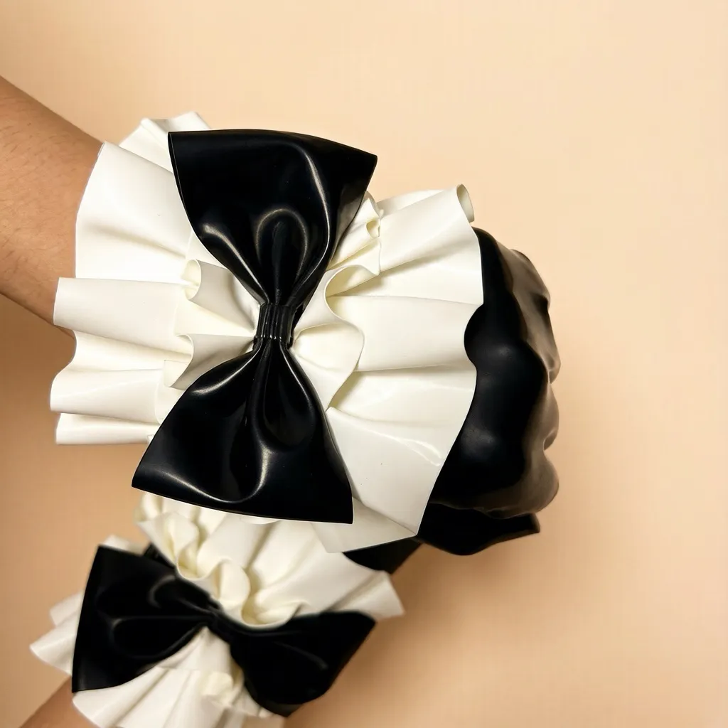 Latex Bow Lace Gloves view 3