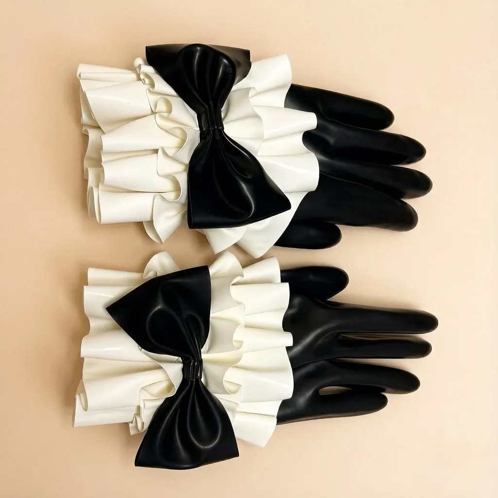 Latex Bow Lace Gloves view 4