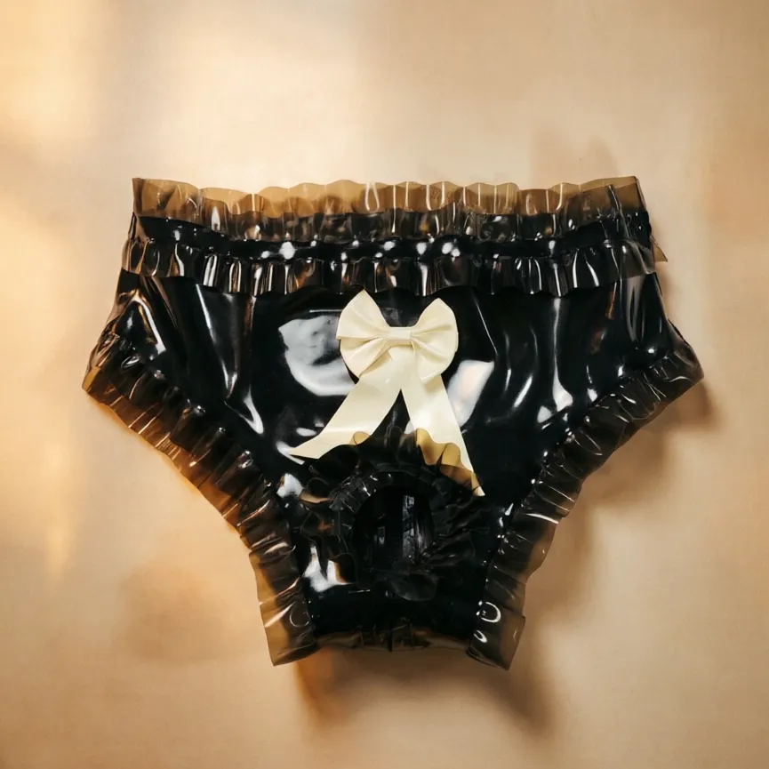 Women's Latex Bow Lace Panties / Underwear — handmade latex, made to measure
