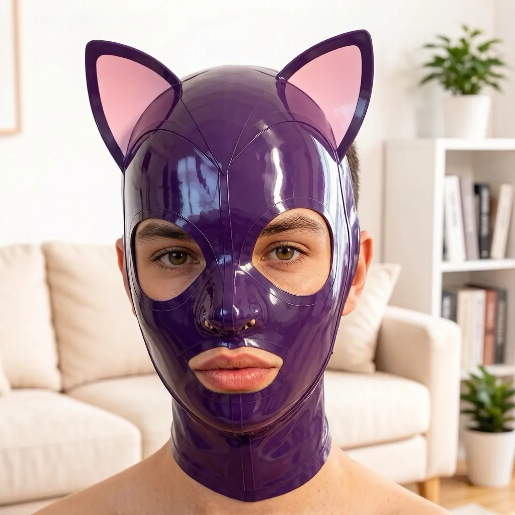 Latex Hood / Mask with Cat Ear — Tavian view 2
