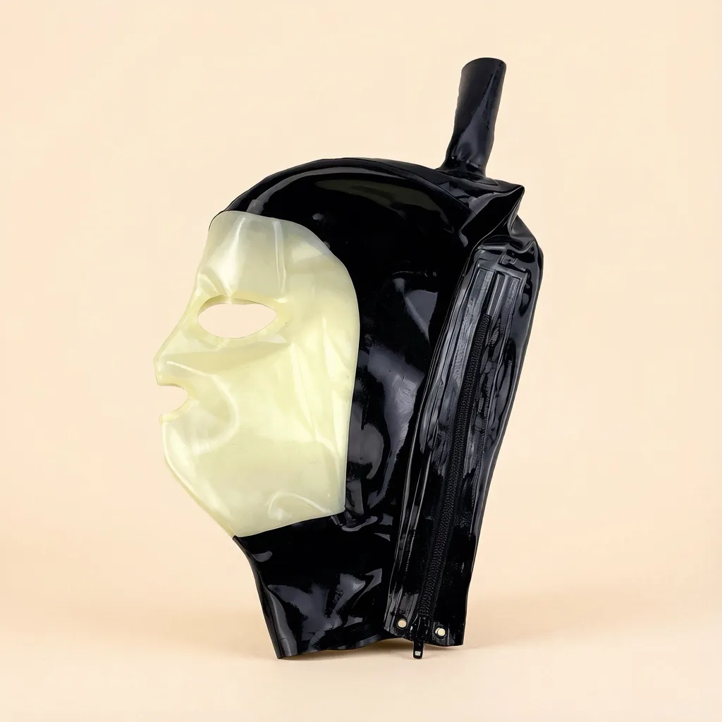 Latex Hood / Mask with Wig Ponytail — Seraphine view 4