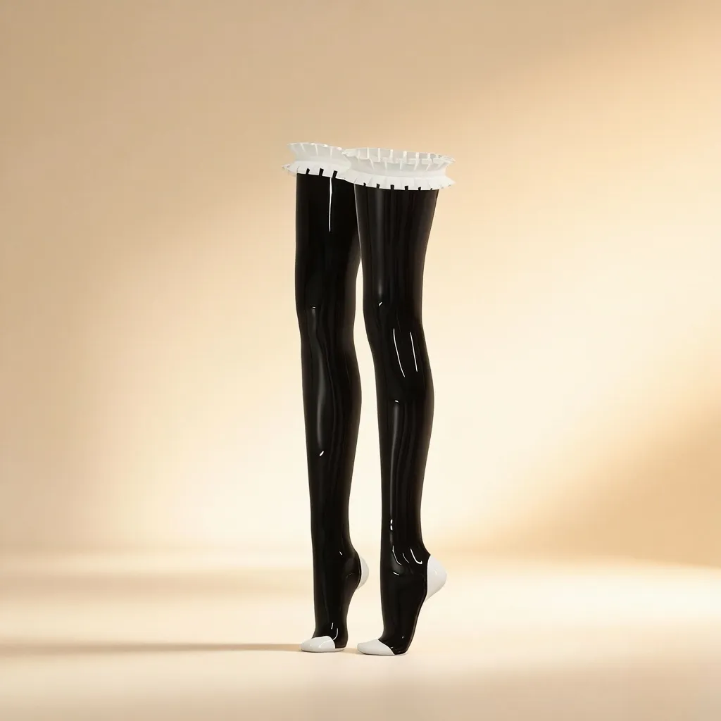 Latex Lace Thigh-high / Over-the-knee Stockings — Delphine view 2