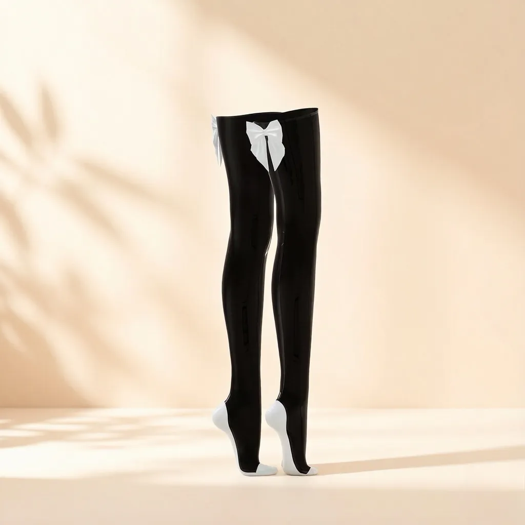 Latex Lace Thigh-high / Over-the-knee Stockings — Ember — handmade latex, made to measure