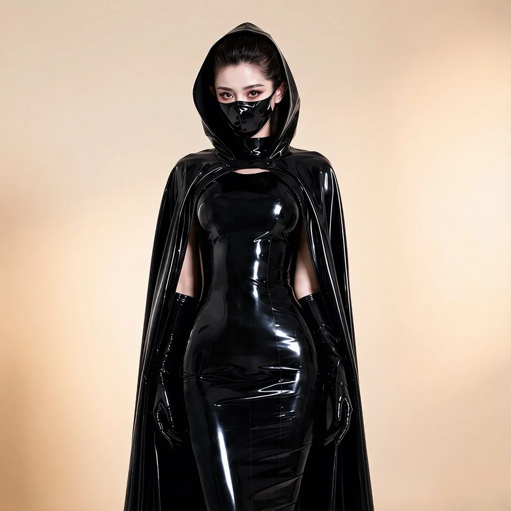 Women's Latex Hooded Cloak / Cape — handmade latex, made to measure