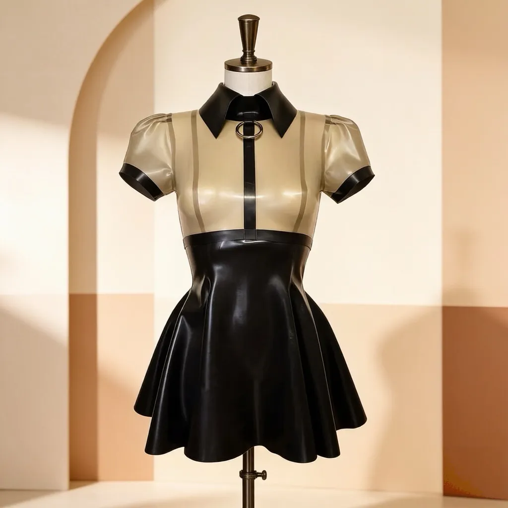 Women's Latex Color-Block Dress / One-piece view 3