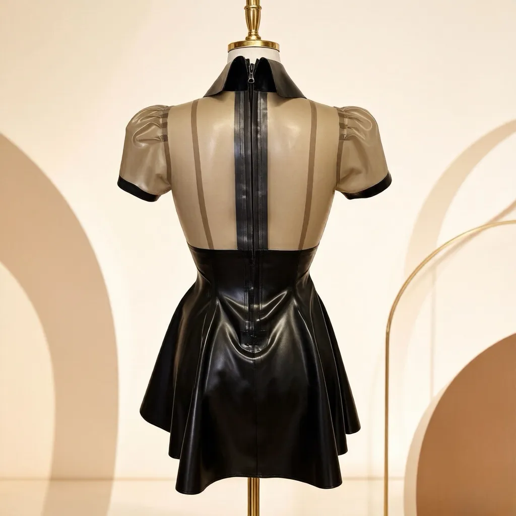Women's Latex Color-Block Dress / One-piece view 4