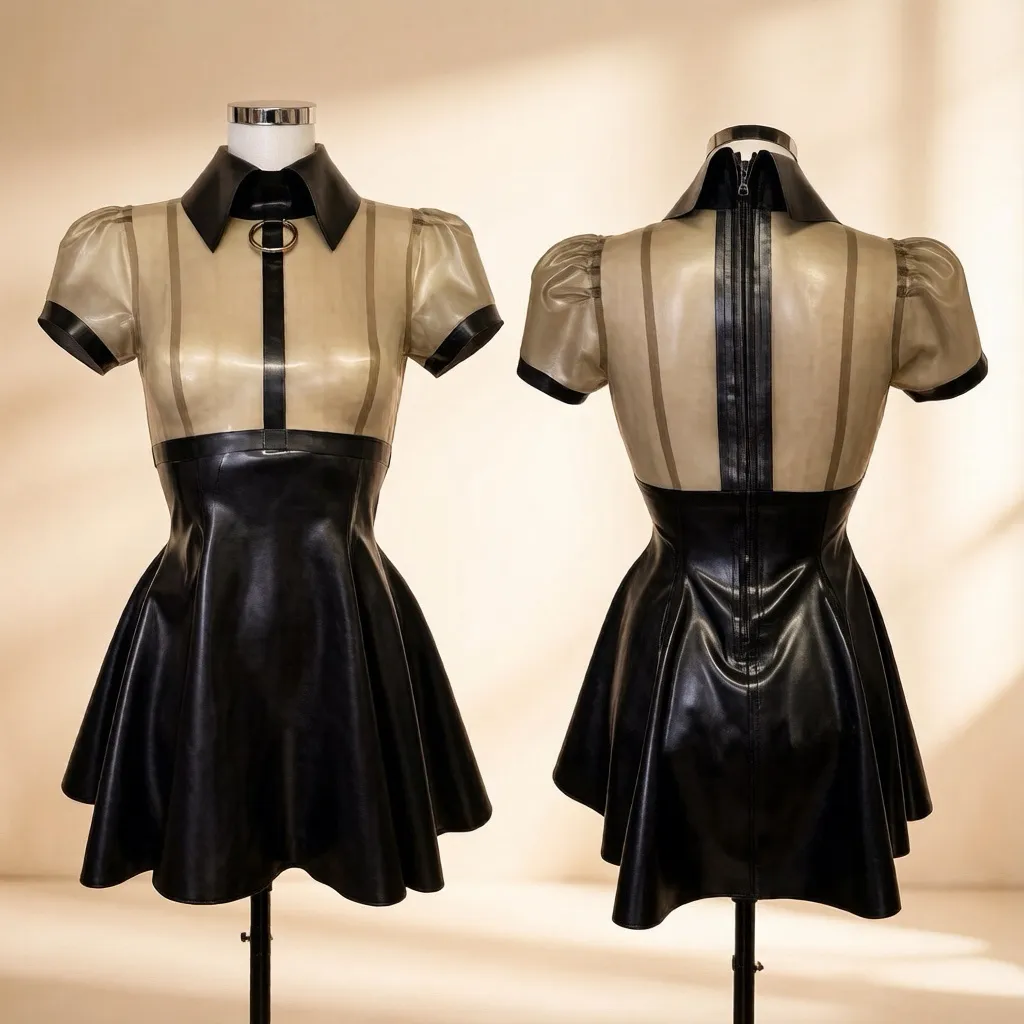 Women's Latex Color-Block Dress / One-piece view 5