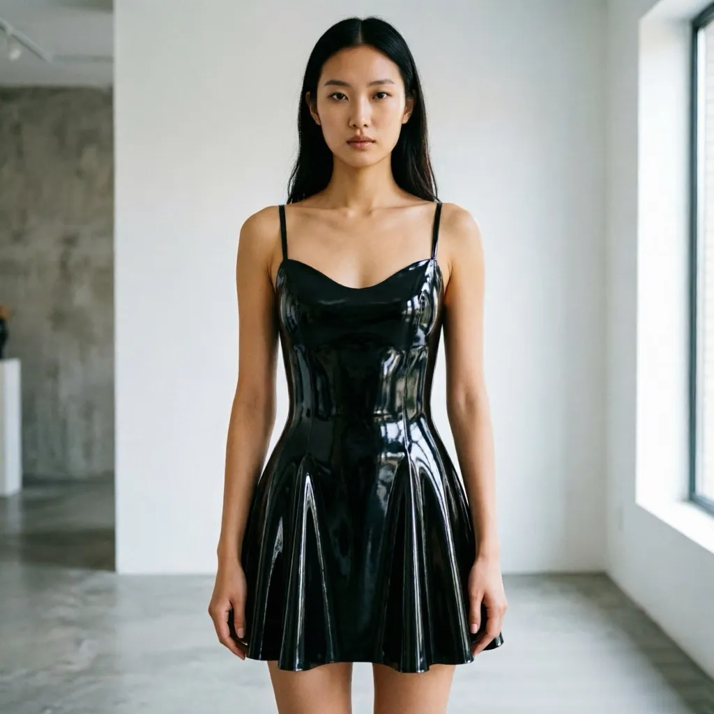 Women's Latex Spaghetti Strap Dress / One-piece — Kestrel view 2