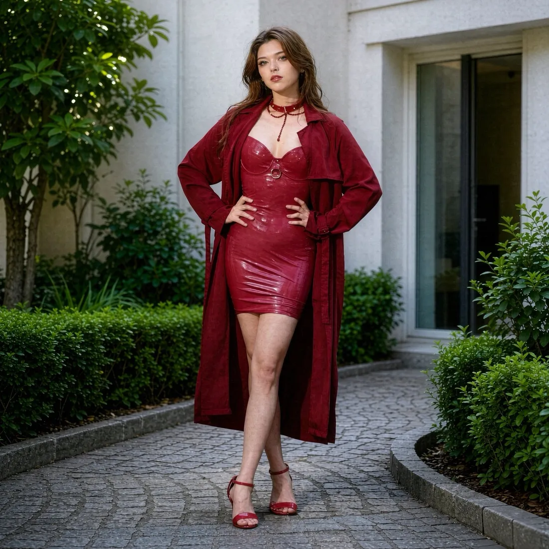 Women's Latex Spaghetti Strap Dress / One-piece — Mireille view 5
