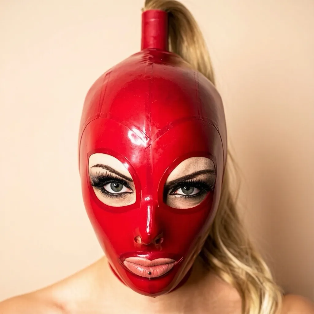 Latex Hood / Mask with Wig Ponytail — Vale view 2