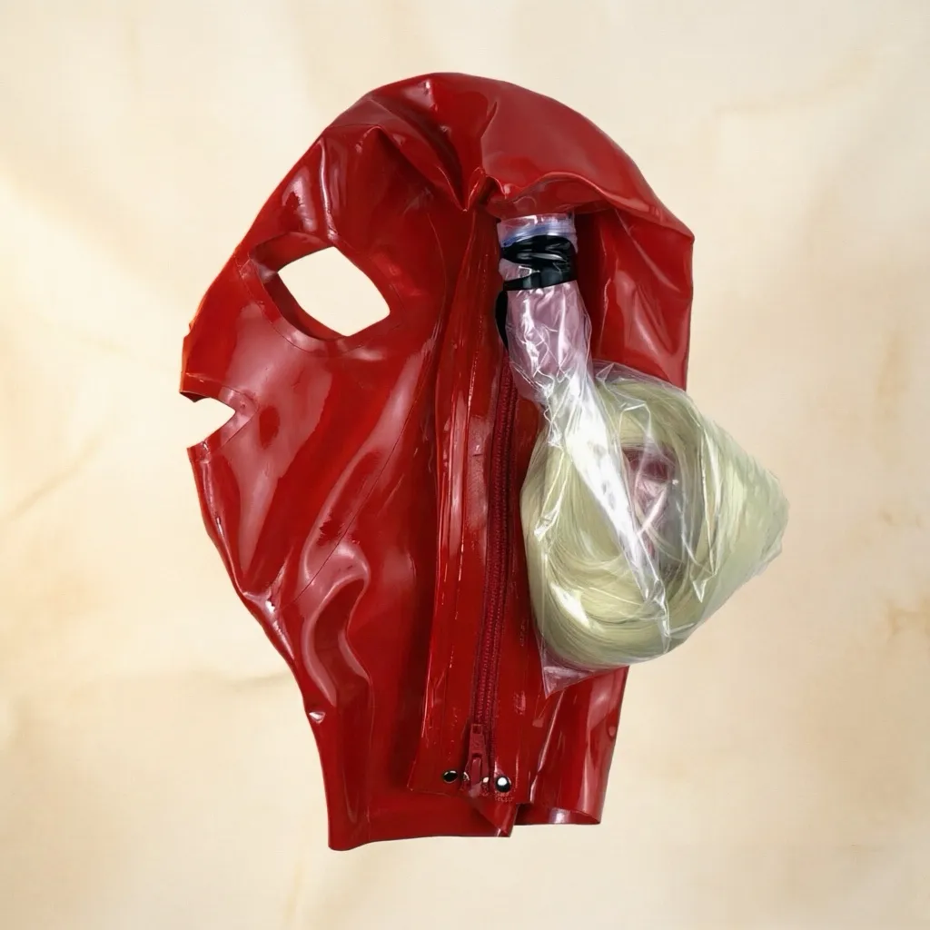Latex Hood / Mask with Wig Ponytail — Vale view 5