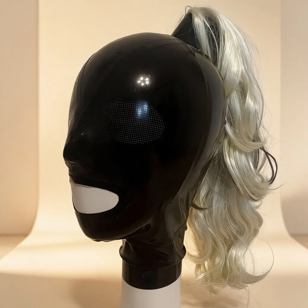 Latex Hood / Mask with Wig Ponytail — Orinthia view 3