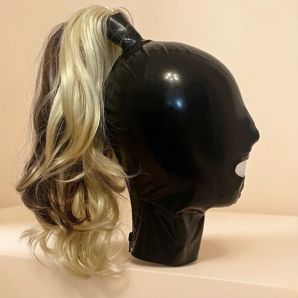 Latex Hood / Mask with Wig Ponytail — Orinthia view 4